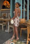 VESTIDO CURTO FEMININO OFF WHITE COM BEGE PERFECT WAY