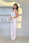 BLUSA C/ BOLSOS FRENTE UNICA BOTOES FEMININA areia PERFECT WAY