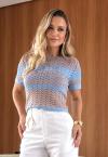 BLUSA  TRICOT FEMININA azul c/ fendi PERFECT WAY