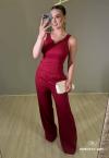 CALÇA FEMININA CORTE RETO burgundy PERFECT WAY