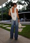 BODY  C/ FAIXA TRANSPASSADA FEMININO OFF WHITE PERFECT WAY