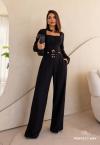 Perfect Way - CONJUNTO FEMININO CROPPED + CALÇA PANTALONA PRETO