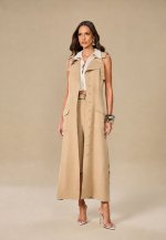 VESTIDO TRENCH SEM MANGAS C/ CINTO BEGE PERFECT WAY
