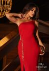 VESTIDO MAXI MIDI C/ ABERTURA E FENDA VERMELHO PERFECT WAY