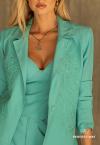BLAZER FEMININO BORDADO AZUL TURQUESA PERFECT WAY