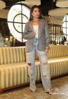 BLAZER FEMININO AZUL C/ MARROM PERFECT WAY