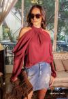 BLUSA MANGAS C/ ABERTURA FEMININA BURGUNDY PERFECT WAY