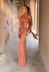 VESTIDO DRAPEADO FEMININO AMENDOA PERFECT WAY