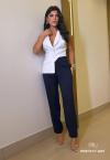 CALÇA FEMININA CORTE RETO AZUL MARINHO PERFECT WAY