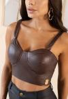TOP ALÇA LARGA C/ BOJO COURO (PU) FEMININO cacau PERFECT WAY