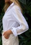 CAMISA OVER C/ BORD INDUSTRIAL RECORTE MANGAS FEMININA OFF WHITE PERFECT WAY