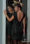 VESTIDO COM OMBREIRA preto c/ prata PERFECT WAY