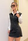 SAIA COURO ( PU) C/ MARTINGALE FEMININA PRETO PERFECT WAY
