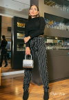 CALÇA ALFAIATARIA PRETO COM LISTRA PERFECT WAY