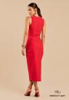 CONJUNTO FEMININO VESTIDO C/ SAIA MAXI MIDI  VERMELHO PERFECT WAY