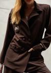 BLAZER  C/ BORD INDUSTRIAL FEMININO MARROM CAFÉ PERFECT WAY