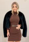 CASACO CROPPED EM PELE SINTETICA  FORRADO FEMININO PRETO PERFECT WAY