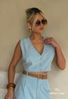 BLUSA CROPPED FEMININA 419 AZUL BEBE PERFECT WAY