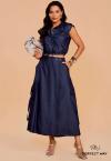 SAIA MAXI MIDI  azul escuro PERFECT WAY