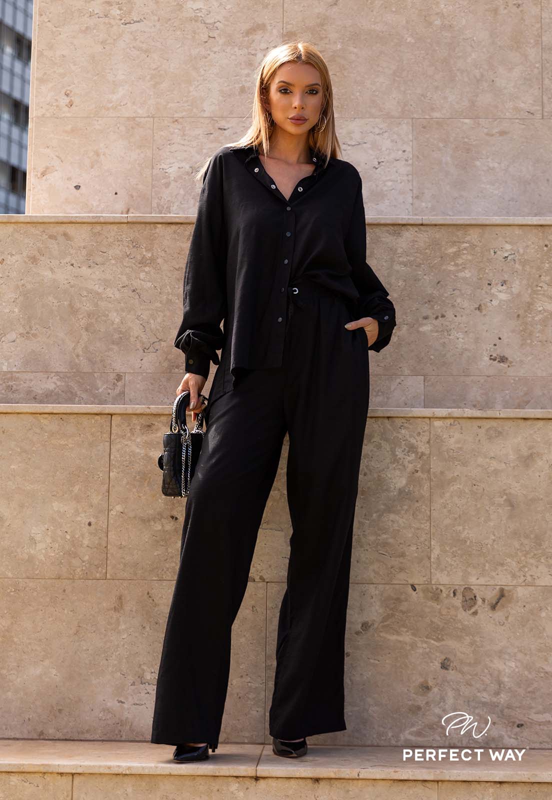 CALÇA FEMININA C/ ELÁSTICO PRETO PERFECT WAY