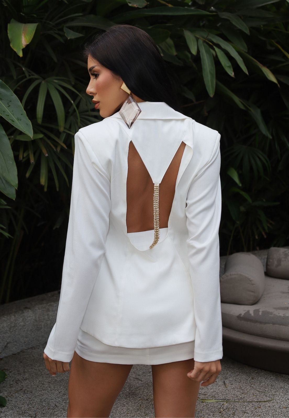 BLAZER C/ ABERTURA COSTAS DET METAL FEMNININO OFF WHITE