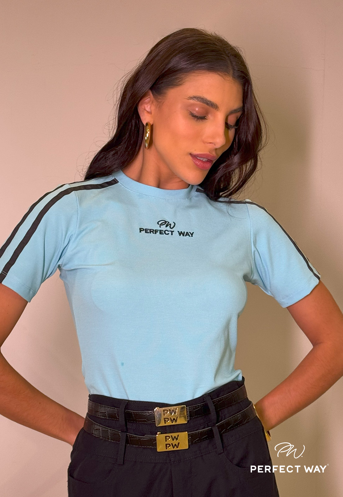 T-SHIRTS FEMININA AZUL PERFECT WAY