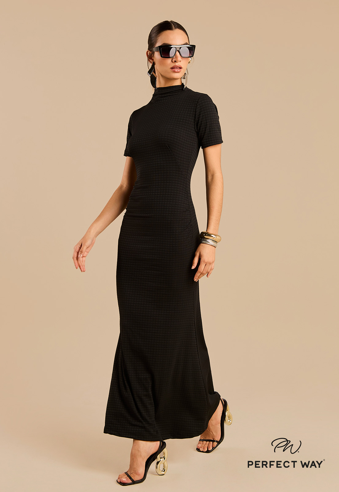 VESTIDO MAXI MIDI  PRETO PERFECT WAY