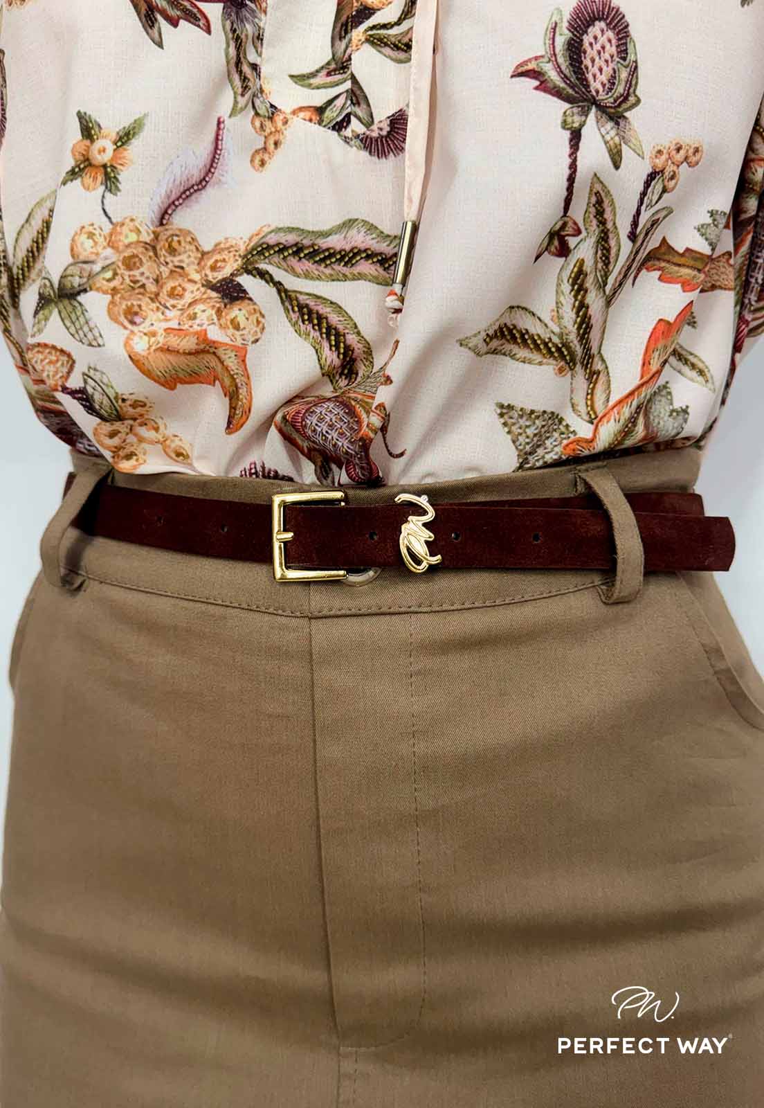 CINTO DE CAMURÇA C/ FIVELA PW BURGUNDY COM DOURADO PERFECT WAY