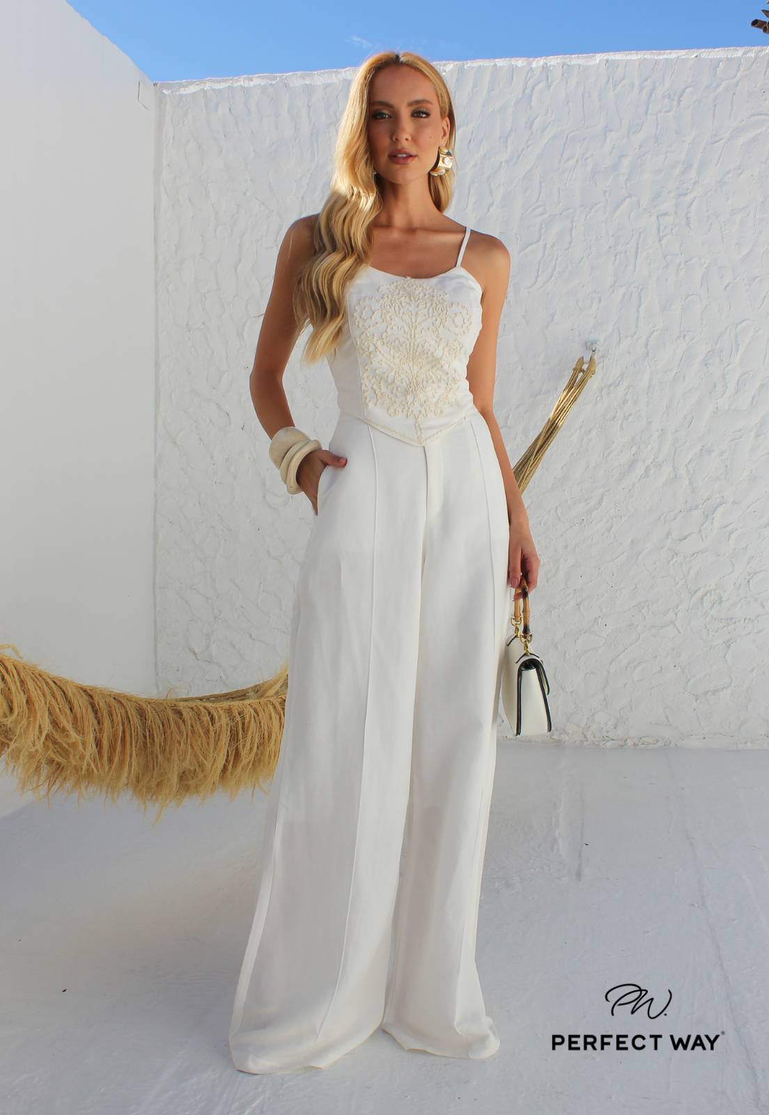 Perfect Way - CALÇA PANTALONA FEMININA OFF WHITE