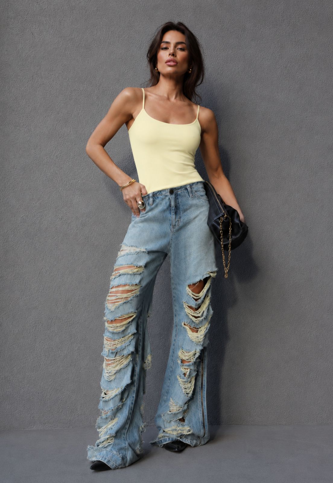 CALÇA JEANS DIRTY  DESTROYED COS INTERMEDIARIO FEMININA DIRTY JEANS