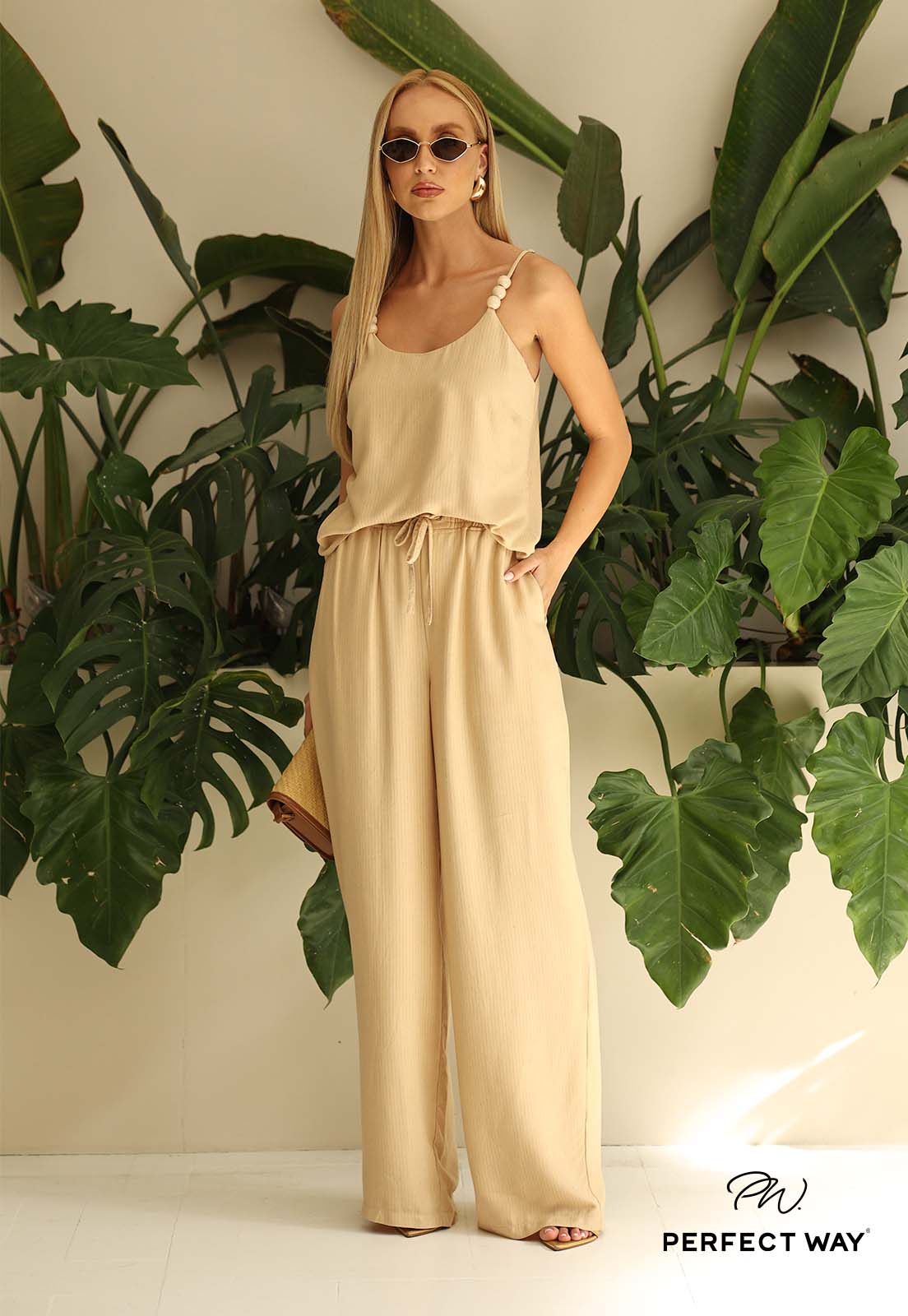 CALÇA PANTALONA FEMININA AMARELO VINTAGE PERFECT WAY
