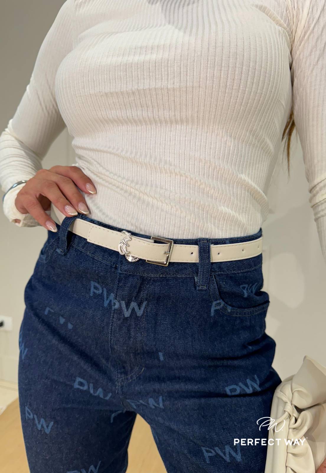 CINTO  off white / prata PERFECT WAY