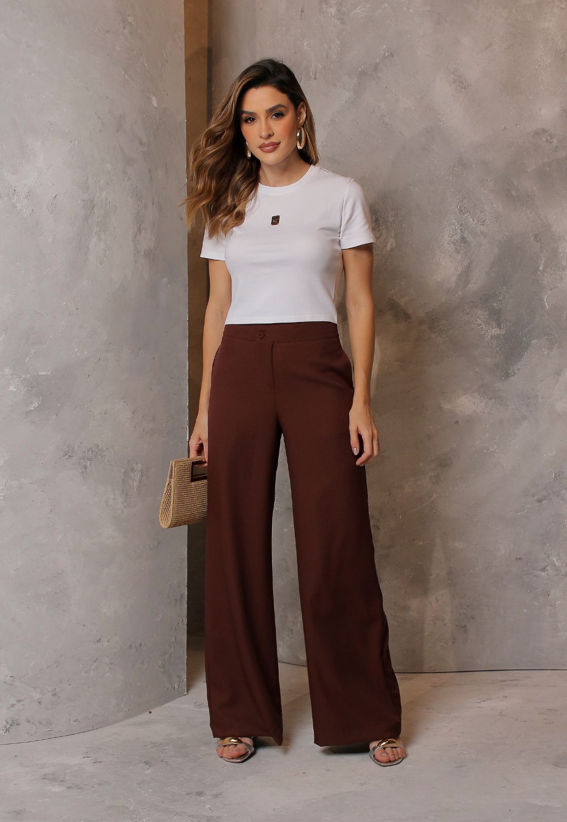 Perfect Way - CALÇA ALFAIATARIA COS ALTO FEMININA CACAU
