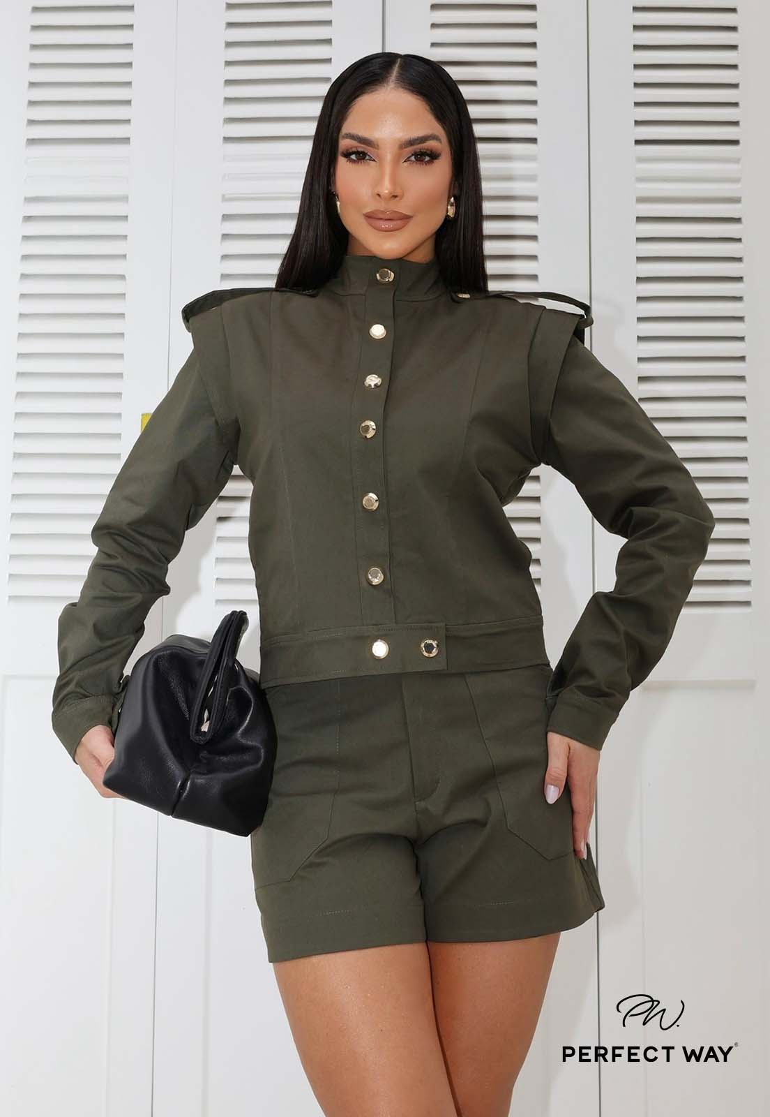 JAQUETA FEMININA VERDE MILITAR PERFECT WAY