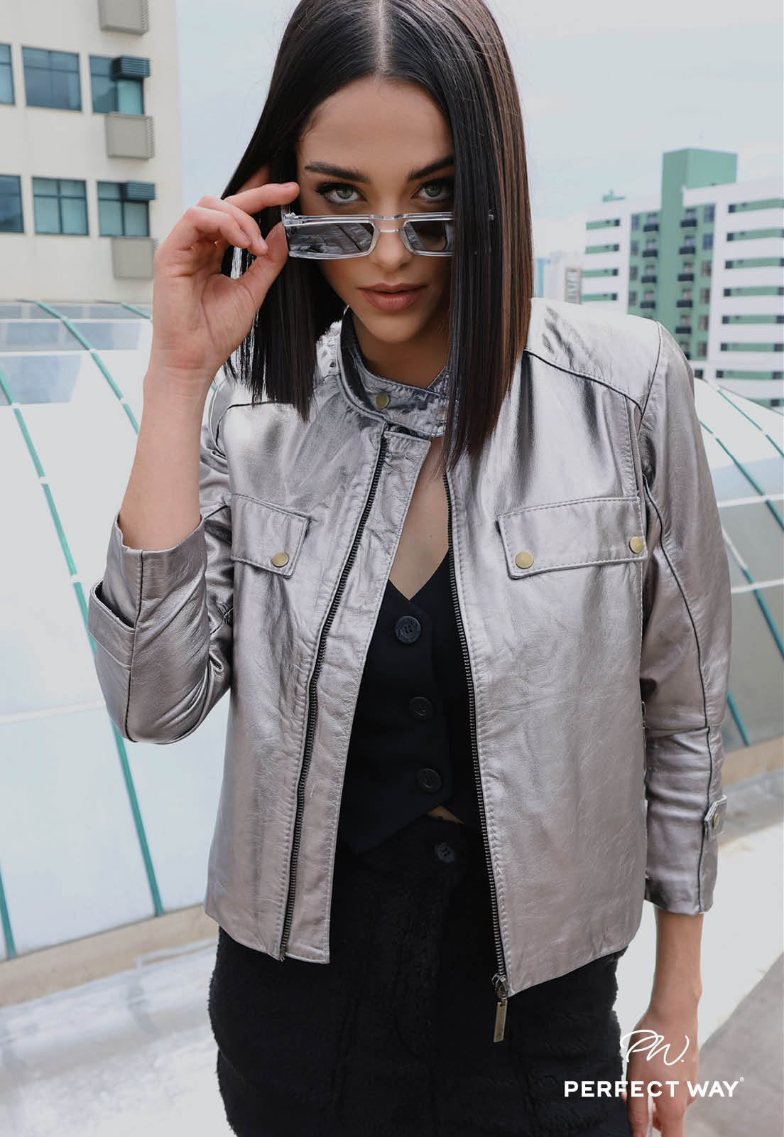 Perfect Way - JAQUETA DE COURO PRATA