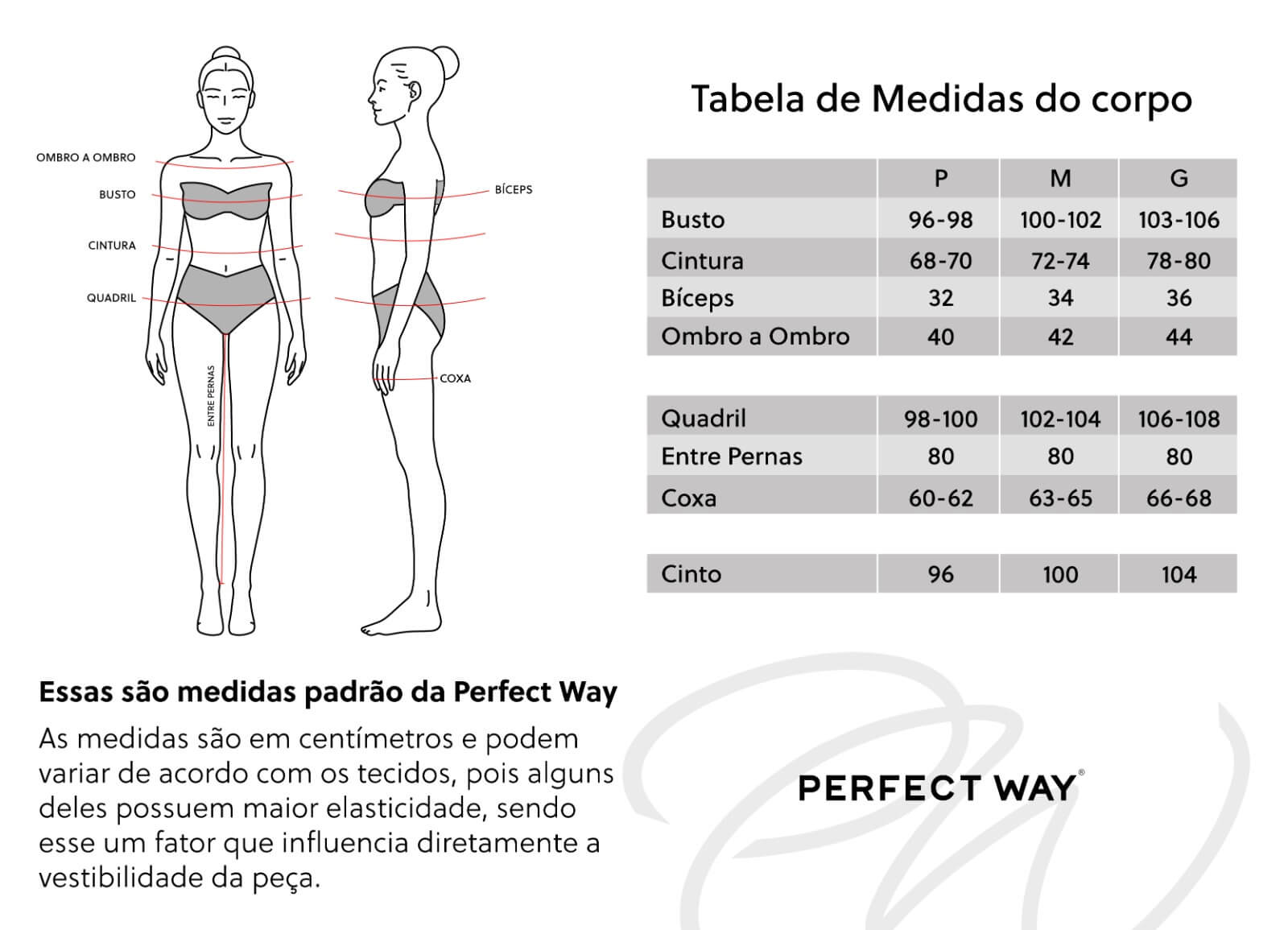 TABELA DE MEDIDAS PERFECT WAY