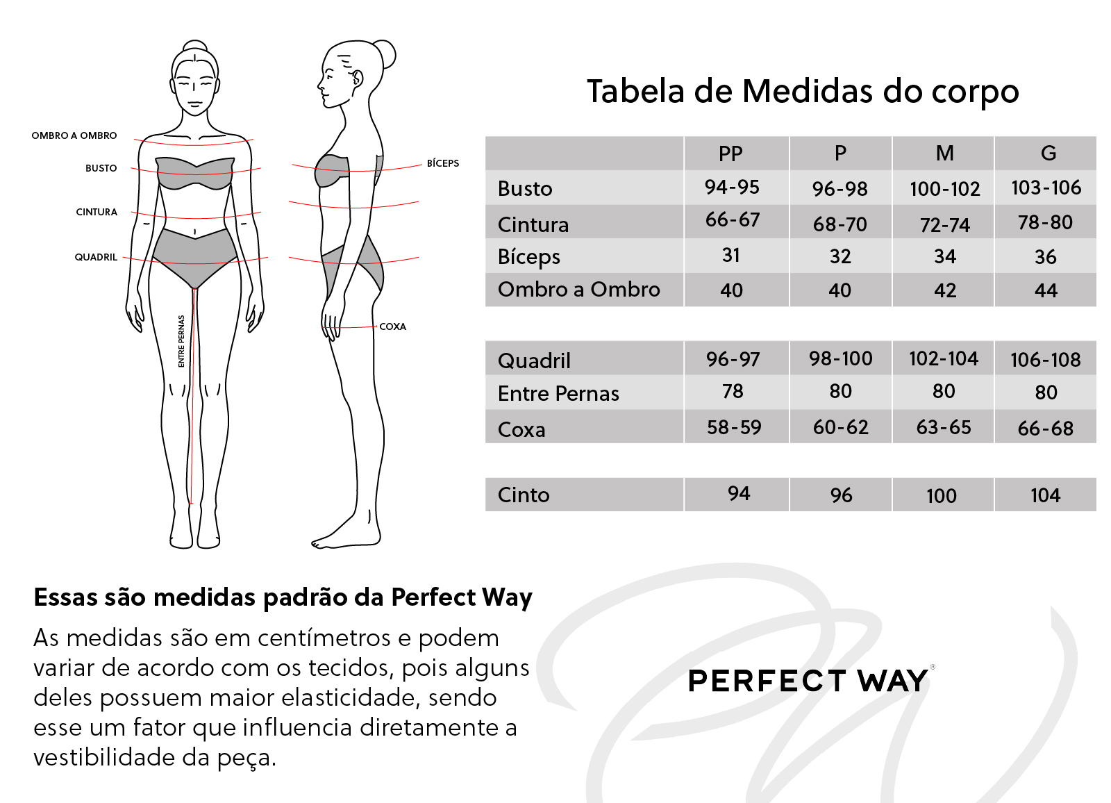 TABELA DE MEDIDAS PERFECT WAY